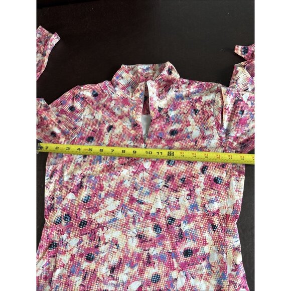 EP New York Bold Floral Pattern Long-Sleeve Zip-Up Blouse Womens M - Picture 8 of 10